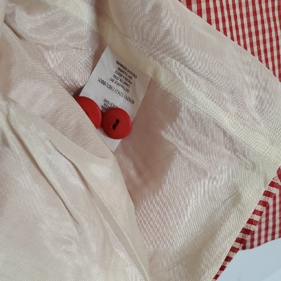 Vintage Retro Promod France Red & White Checkered Checked Button Up Trench Coat - Picture 8 of 11